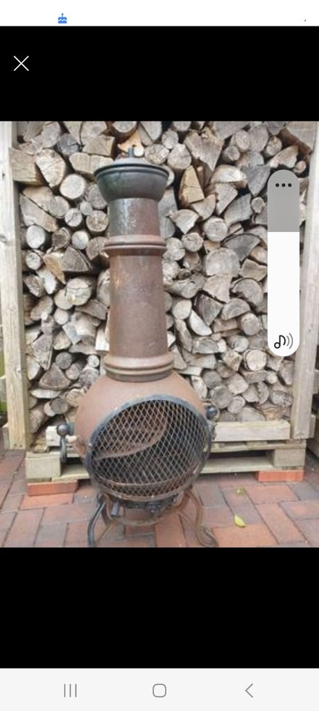 GARDECO XL Toledo Black Cast Iron Chiminea Fireplace with BBQ grill