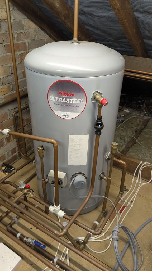 Vaillant Ecotec Plus 428 boiler, hot water cylinders and pump 