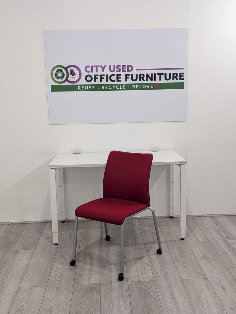 Haworth Height Adjustable Desk, White Top & Frame, W1200mm with Office Chair Delivery Nationwide