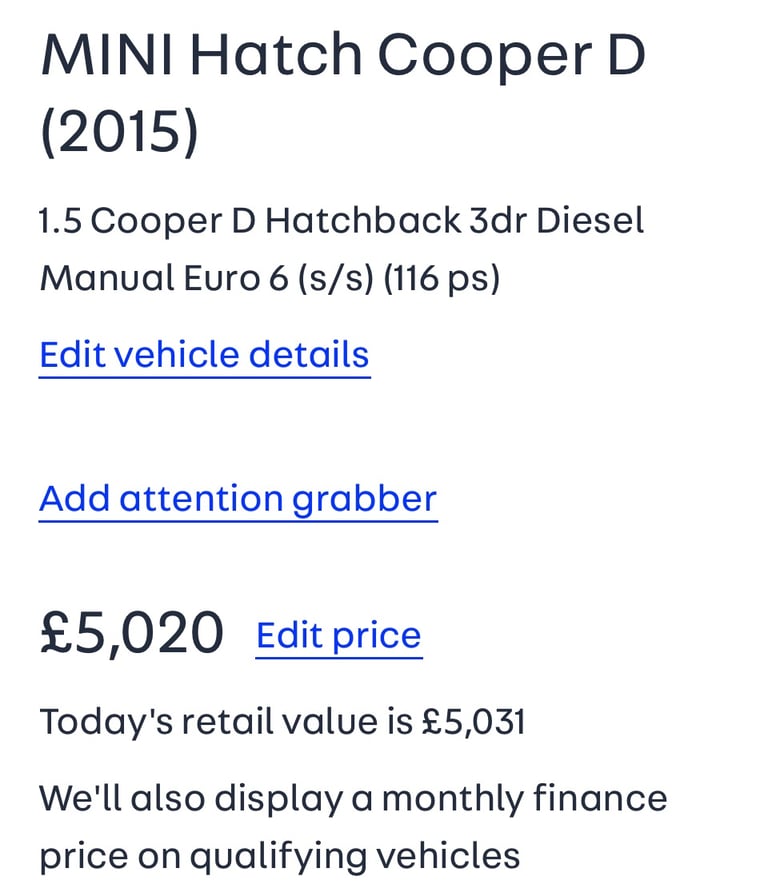 Mini Cooper 2015 1.5 Diesel NEW MOT 