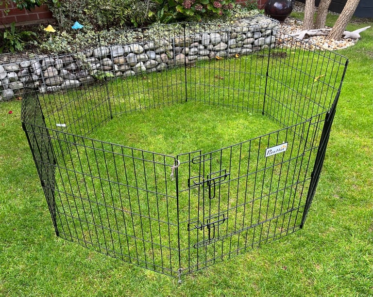 PawHut 24'' Pet Dog Playpen - Eight-Panel Metal Fence