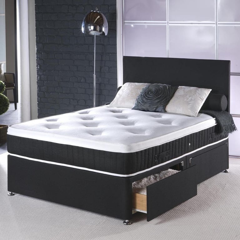 image for ** Stylish Double Plush Velvet Divan Bed UK – Mattress Included ----------------TODAY DELIVERY **