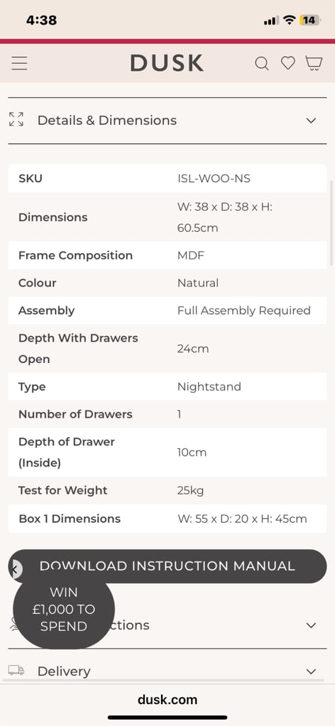Dusk isla nightstand (NO SCREWS)