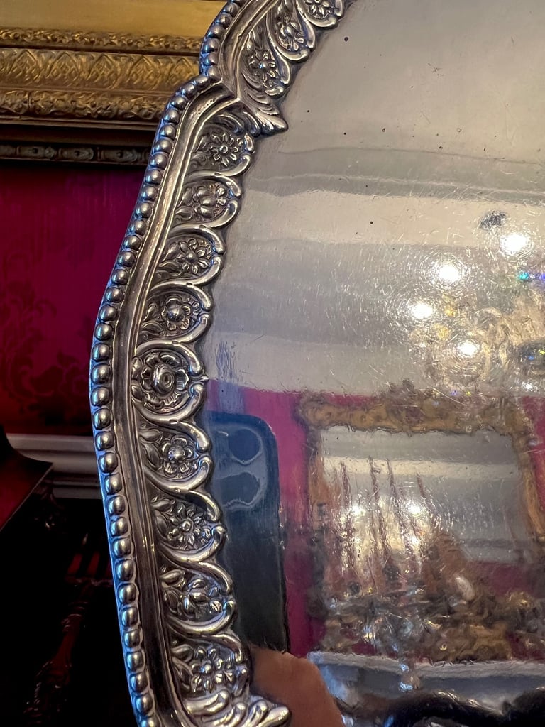 Large antique sterling silver Georgian hallmarked salver / tray 925