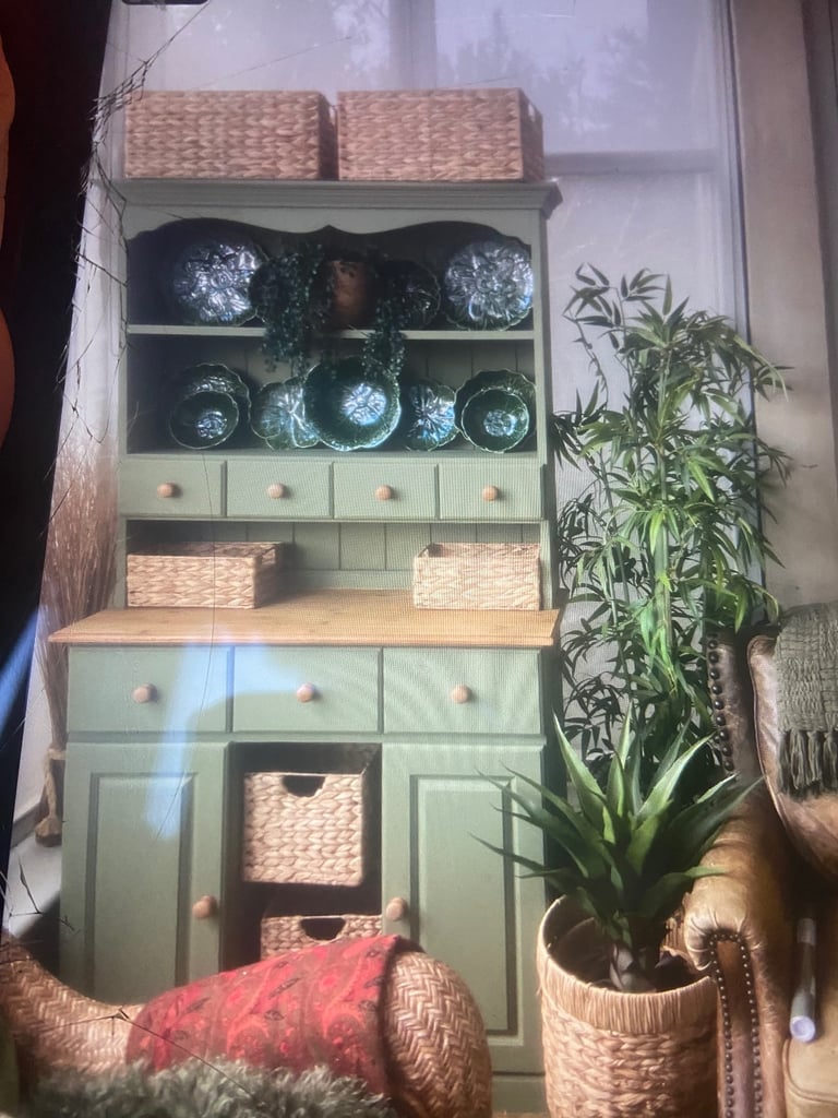 image for Handpainted olive green dresser 