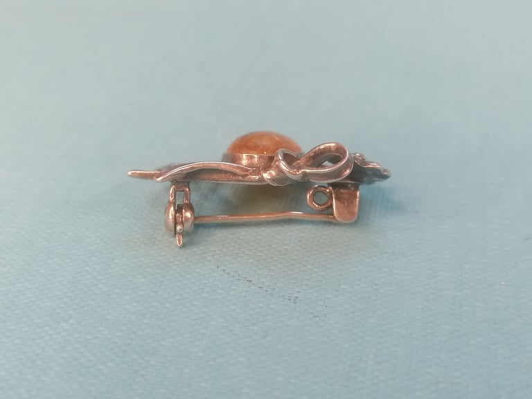 A Lovely Vintage Silver  with Baltic see Amber stone Brooch.  