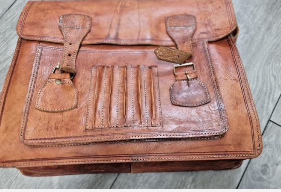 image for Vintage Leather Briefcase Messenger Bag Laptop Satchel Office Shoulder Bag