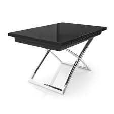 Calligaris Magic Dining table / Coffee Table / Extendable / Black Glass / Chrome Legs