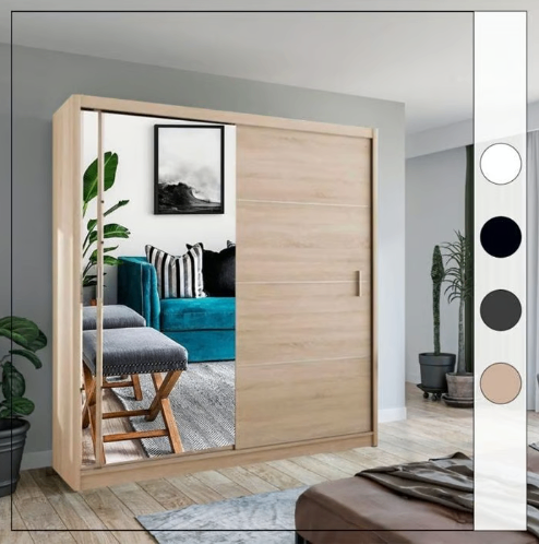 Brand New - Vision Mirror Sliding Door Wardrobe Oak - SAME/NEXT DAY DELIVERY