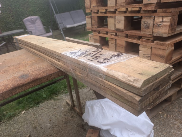 5 Lengths Reclaimed De-nailed Pallet Wood Timber 1600 x 140 x 15mm Ready to Use Delivery Available