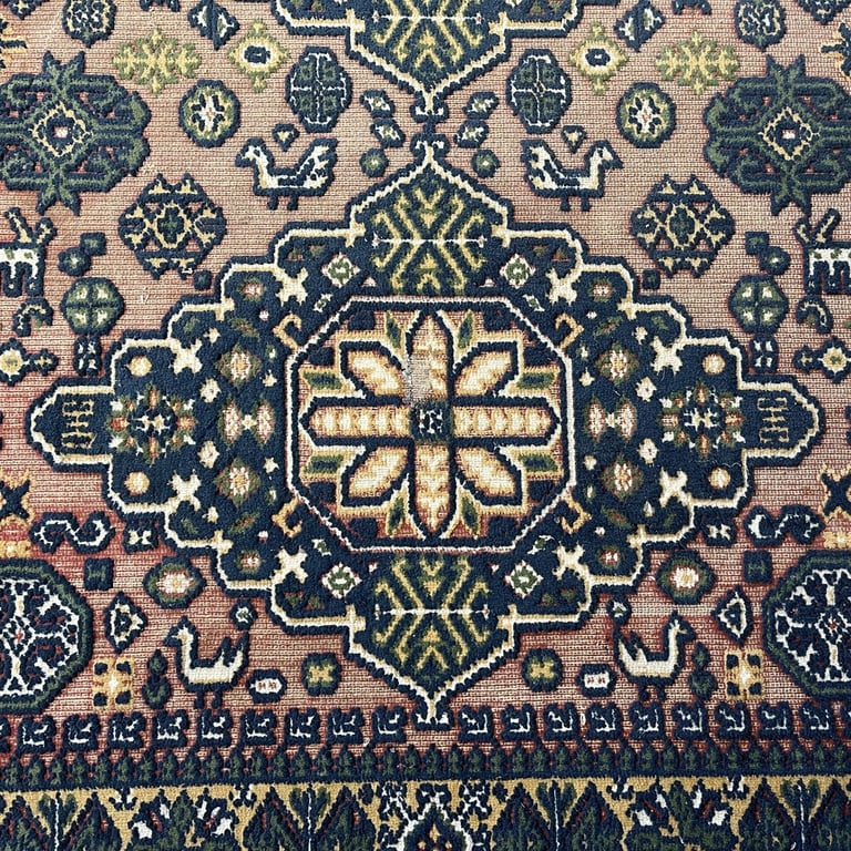 Vintage, large, area rug. Faded, distressed, worn. Farmhouse, country house look. COLLECT ONLY.