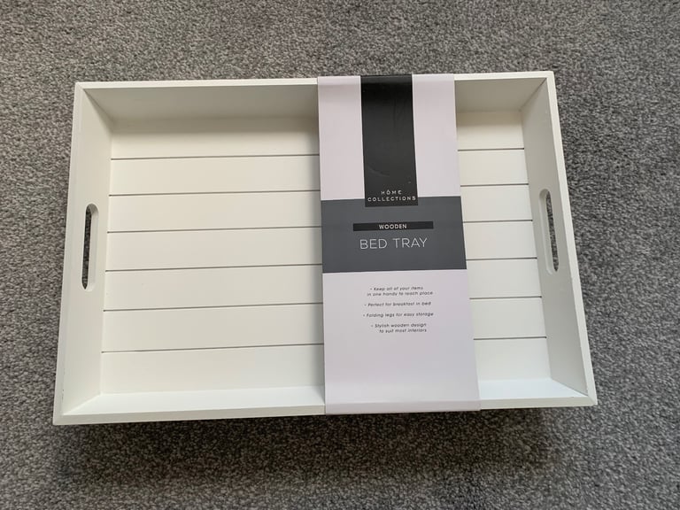 image for Brand new white wooden bed tray 