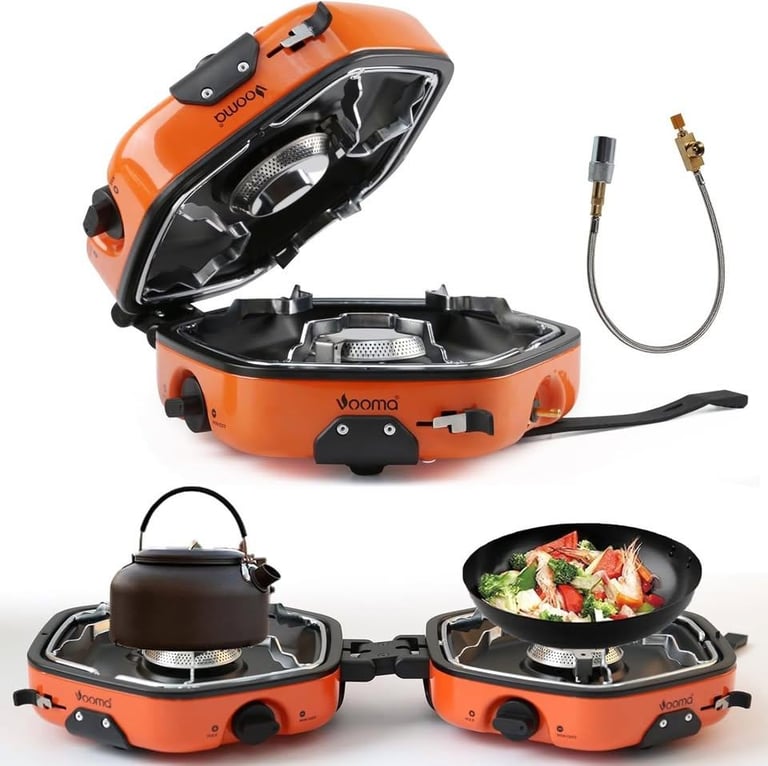 image for 2 Burner Gas Camping Stove Portable, Foldable