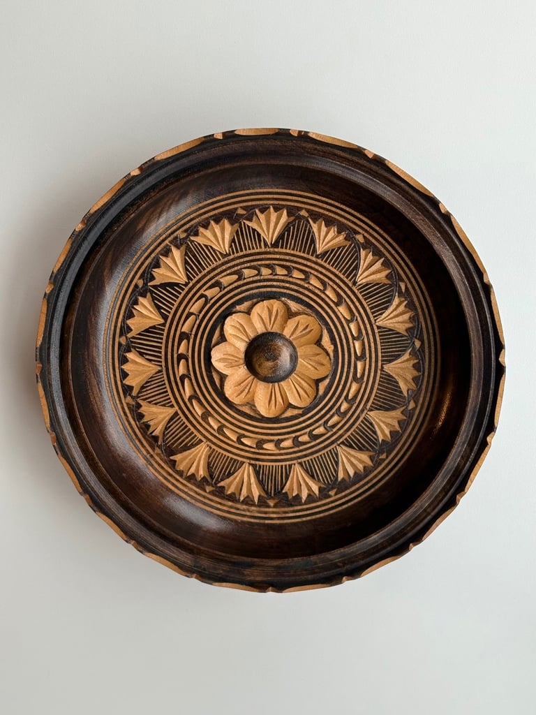 image for Hand-Carved Wooden Decorative Dish