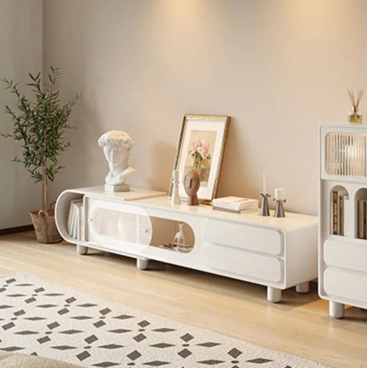 High-Quality TV Stand (White/Cream)