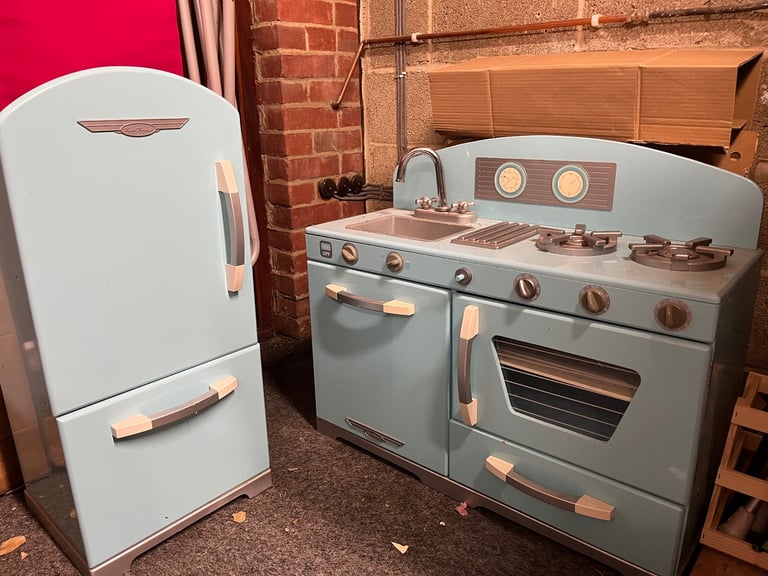 image for Early learning retro wooden kitchen & fridge