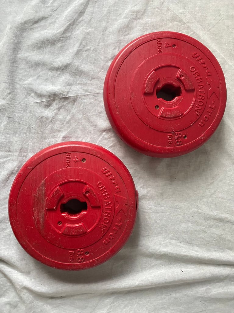 image for 2 x 4KG/8.8lbs Plastic Vinyl Weight Plate - Ultra K-Tron Orbatron