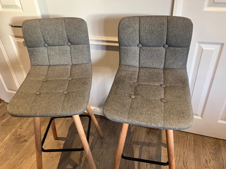 image for 2 grey kitchen bar stools