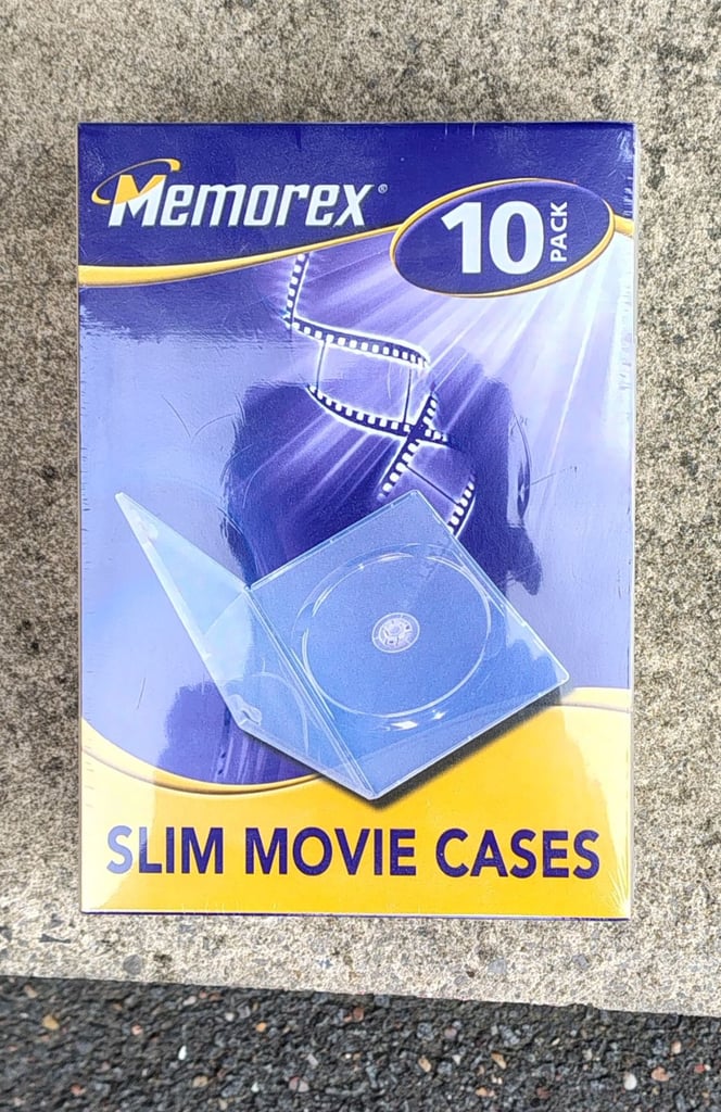 Memorex Movie Cases - Pack of 10 - Brand new, Sealed, Slimline, Black
