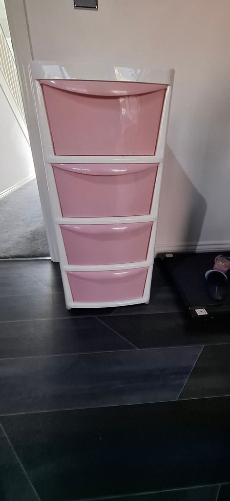 image for 4 drawer plastic storage pink
