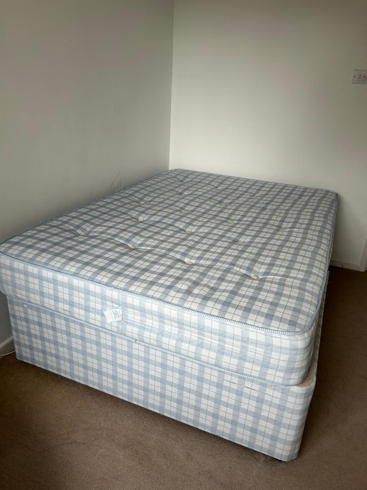 image for Double divan bed base+mattress available for extra charge+good condition+DELIVERY 