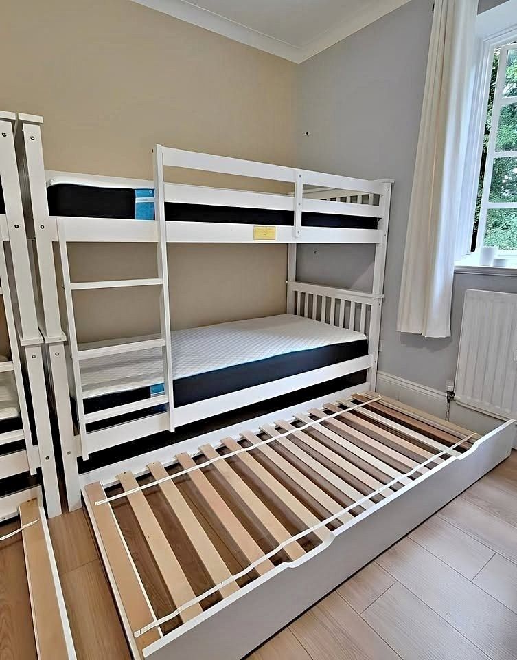 Single Wooden Trundle Bunk bed Frame with optional Mattress - Book Now 