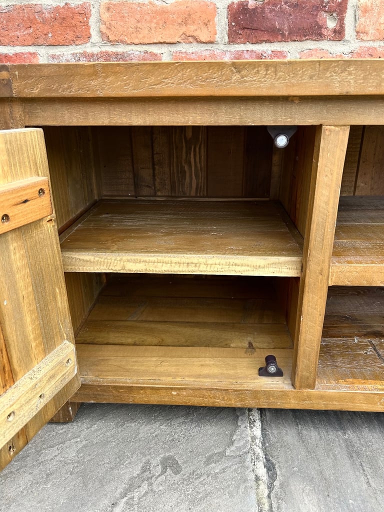 Rustic Solid Pine TV Stand - Good Condition 