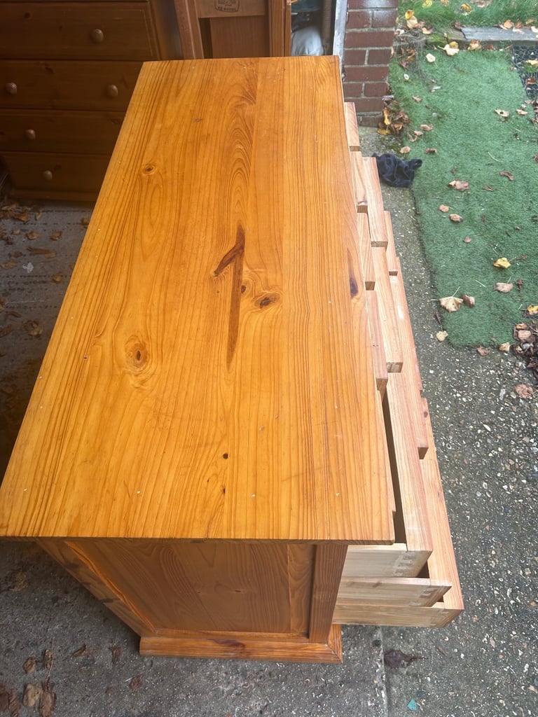 Solid chunky pine large chest of drawers. Possible delivery 