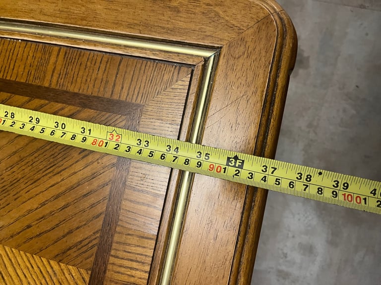 Square polished wooden/glass coffee table 