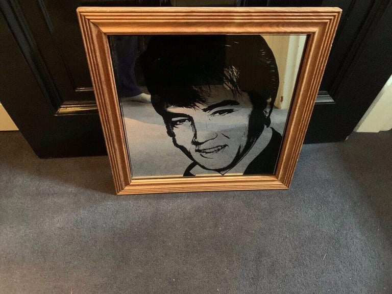Elvis mirror, vintage,  in wooden frame
