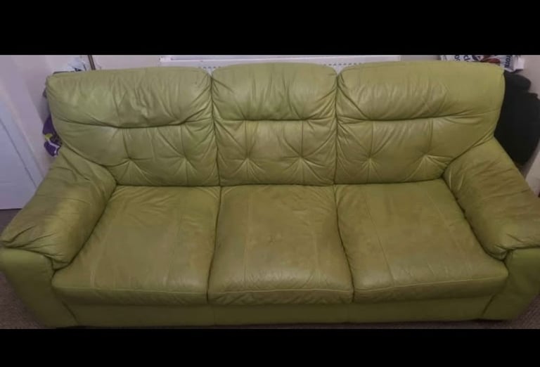 Leather Green Sofa 2 and 3 seats