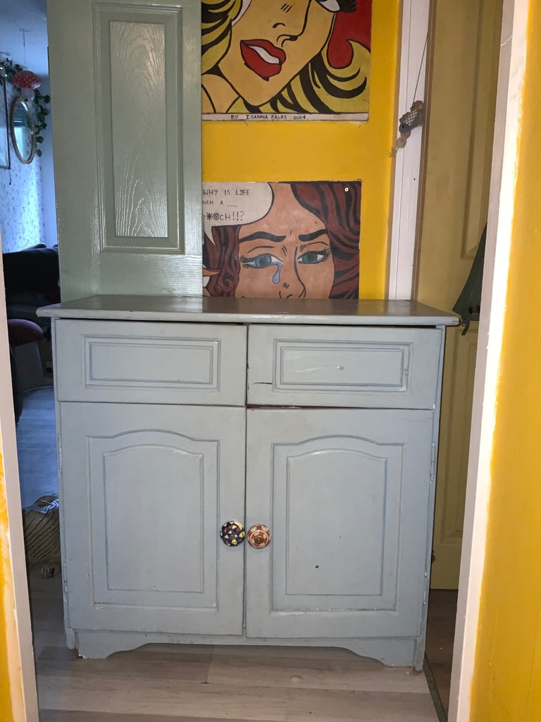 Solid Mid Century Vintage Retro Cottage Style Cabinet