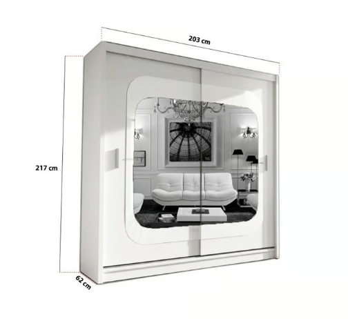 Brand New - Chelsea Mirror Sliding Door Wardrobe - White- SAME/NEXT DAY DELIVERY