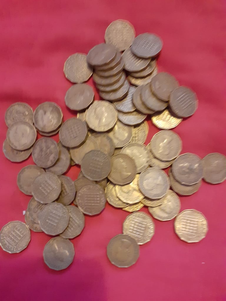 70 old threepenny bit coins 
