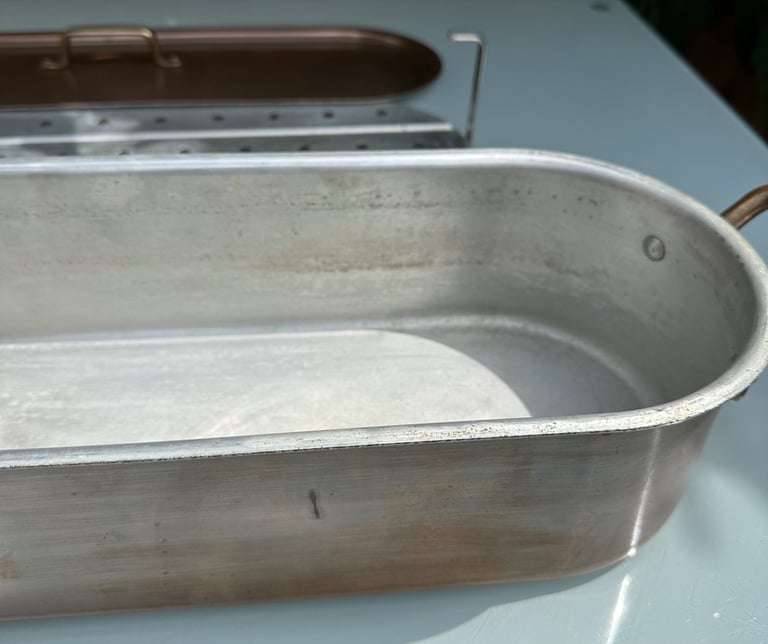 LARGE VINTAGE FRENCH COPPER FISH KETTLE, POISSONIERE, POACHER, L70cm - TOURNUS FRANCE - WILL POST!