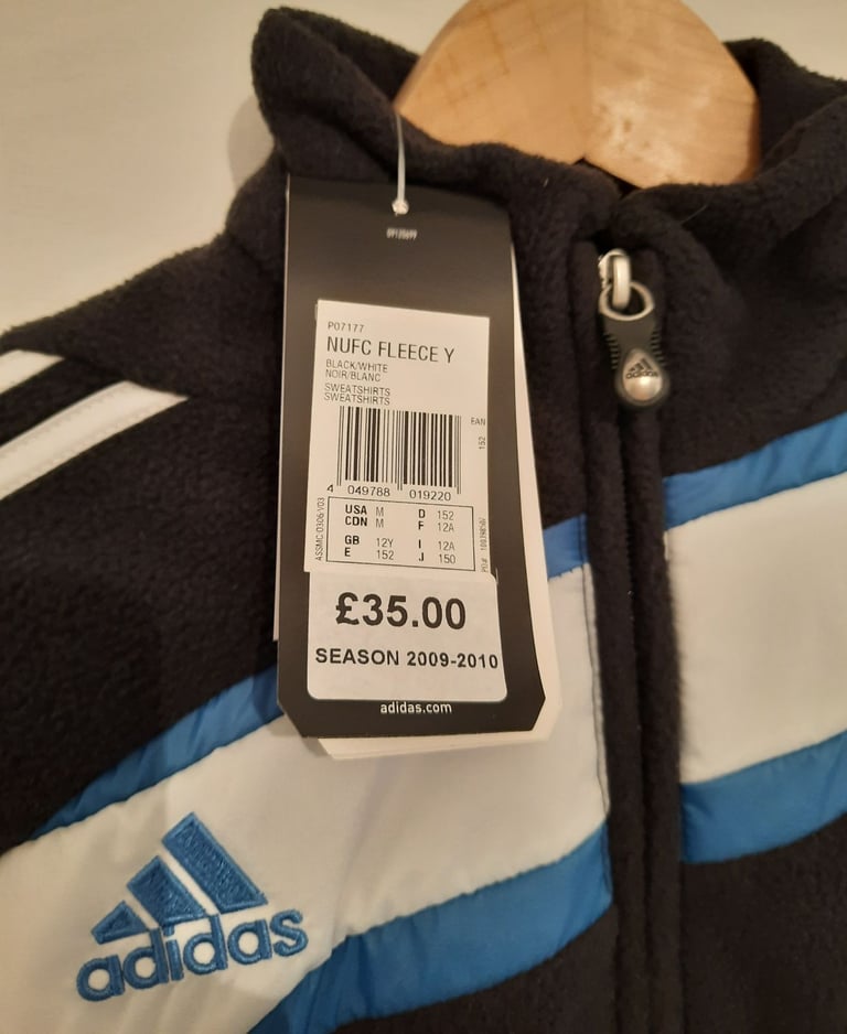 Newcastle United Adidas Fleece Jacket - Age 12 - BNWT