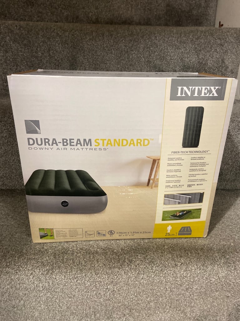 image for Intex Dura-Beam Standard single air mattress built in foot pump 