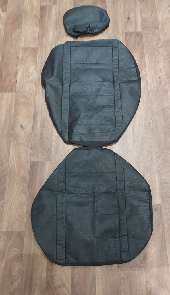 JUST REDUCED FURTHER AGAIN FOR QUICK SALE   BLACK FAUX LEATHER FULL SEAT COVER SET / FRONT & REAR