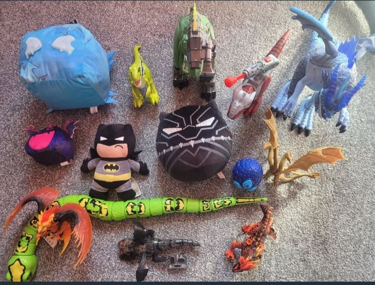 Over 50 pieces assorted toys for sale.