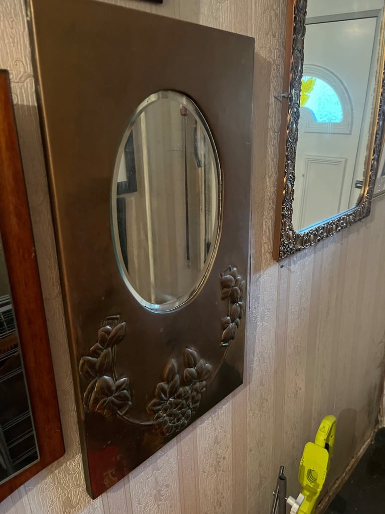 Art nouveau copper mirror 