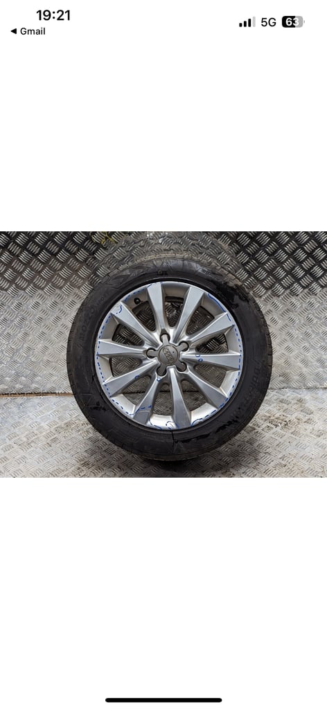 AUDI A6 ALLOY WHEEL & TYRE 225/55/R17 17" 8J ET39 4G0601025AG C7 4G 2012