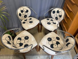 Vintage Retro Style Modern Set Of Four Dining Chairs Armchairs Seats