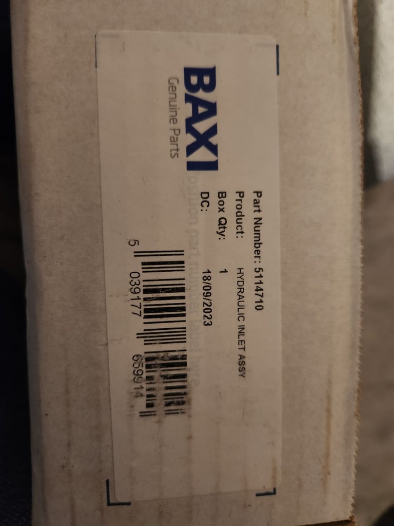 Baxi hydraulic inlet