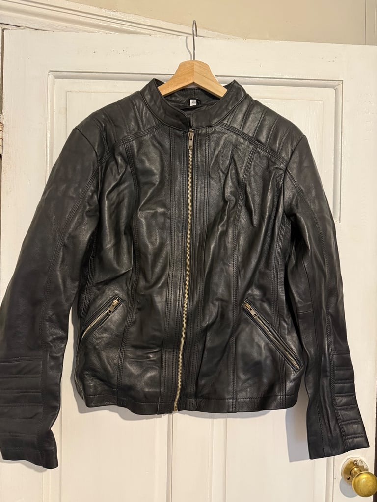 image for Custom designed black leather jacket, Medium 