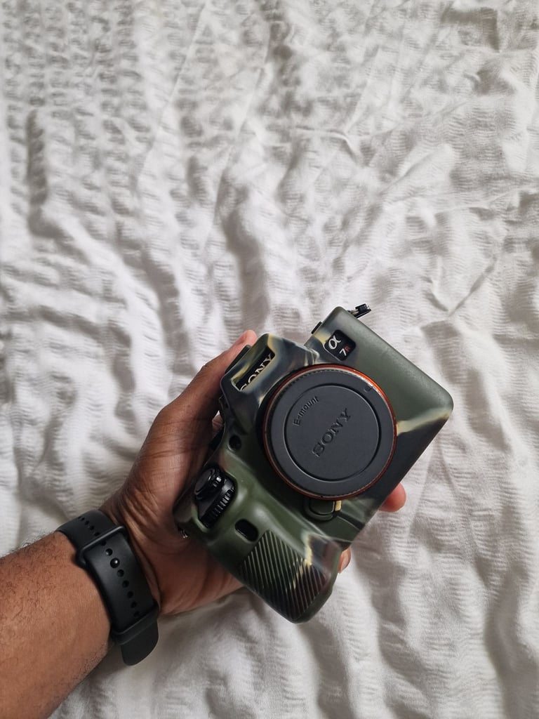 Sony A7Riii with Silicone case, Camera cage and camera Grip