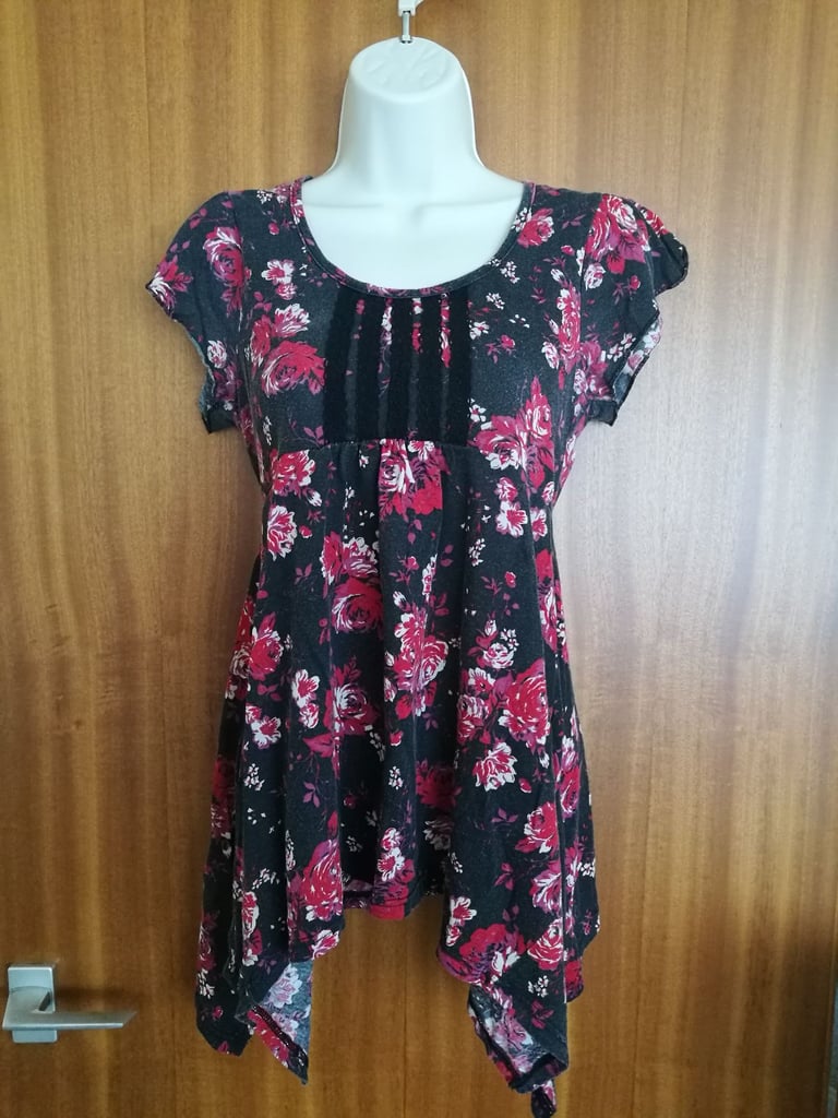 Black, red floral top 8