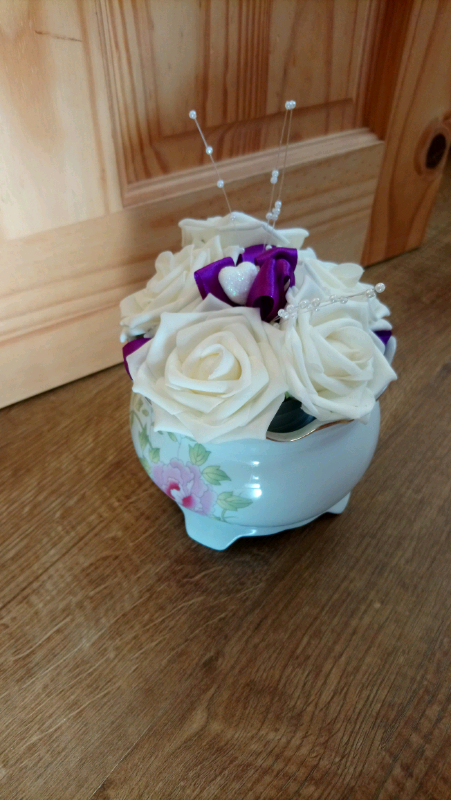 image for Vintage Pottery Vase with artifical flowers 