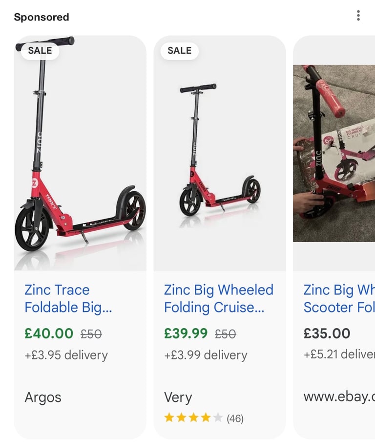 ZINC 2 WHEELED FOLDING CRUISE SCOOTER