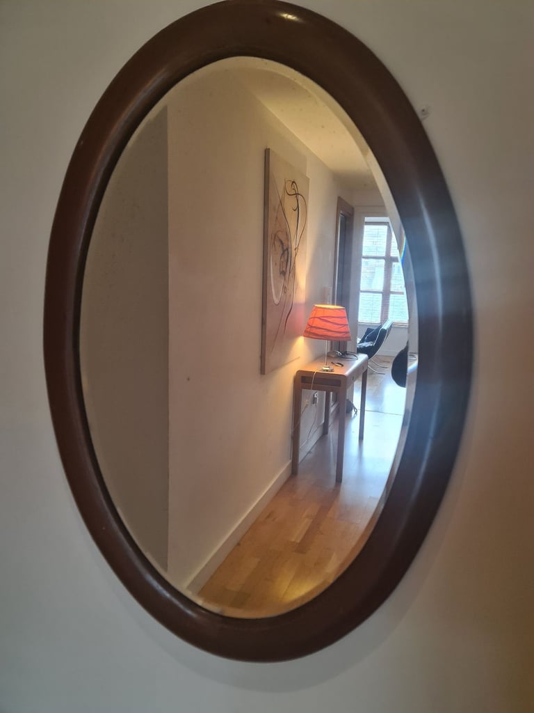 Edwardian inlaid mahogany oval mirror in fantastic condition