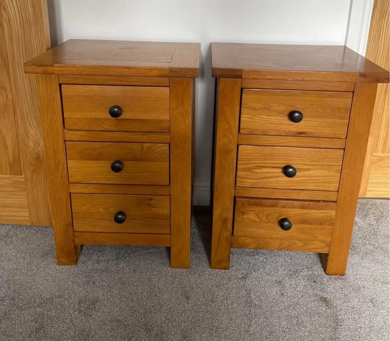 Solid Oak bedside tables x2